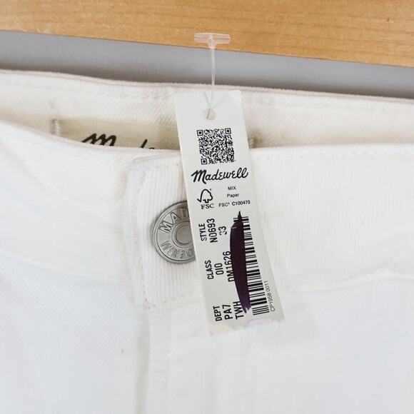 Madewell Curvy Emmett Wide Leg Welt Pocket Jean Tile White Size 33 NWT - Picture 5 of 7